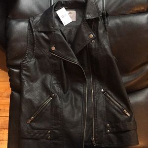 Faux leather vest